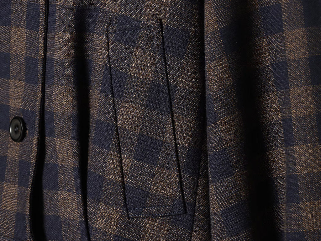 Women's casual double breasted plaid Coat