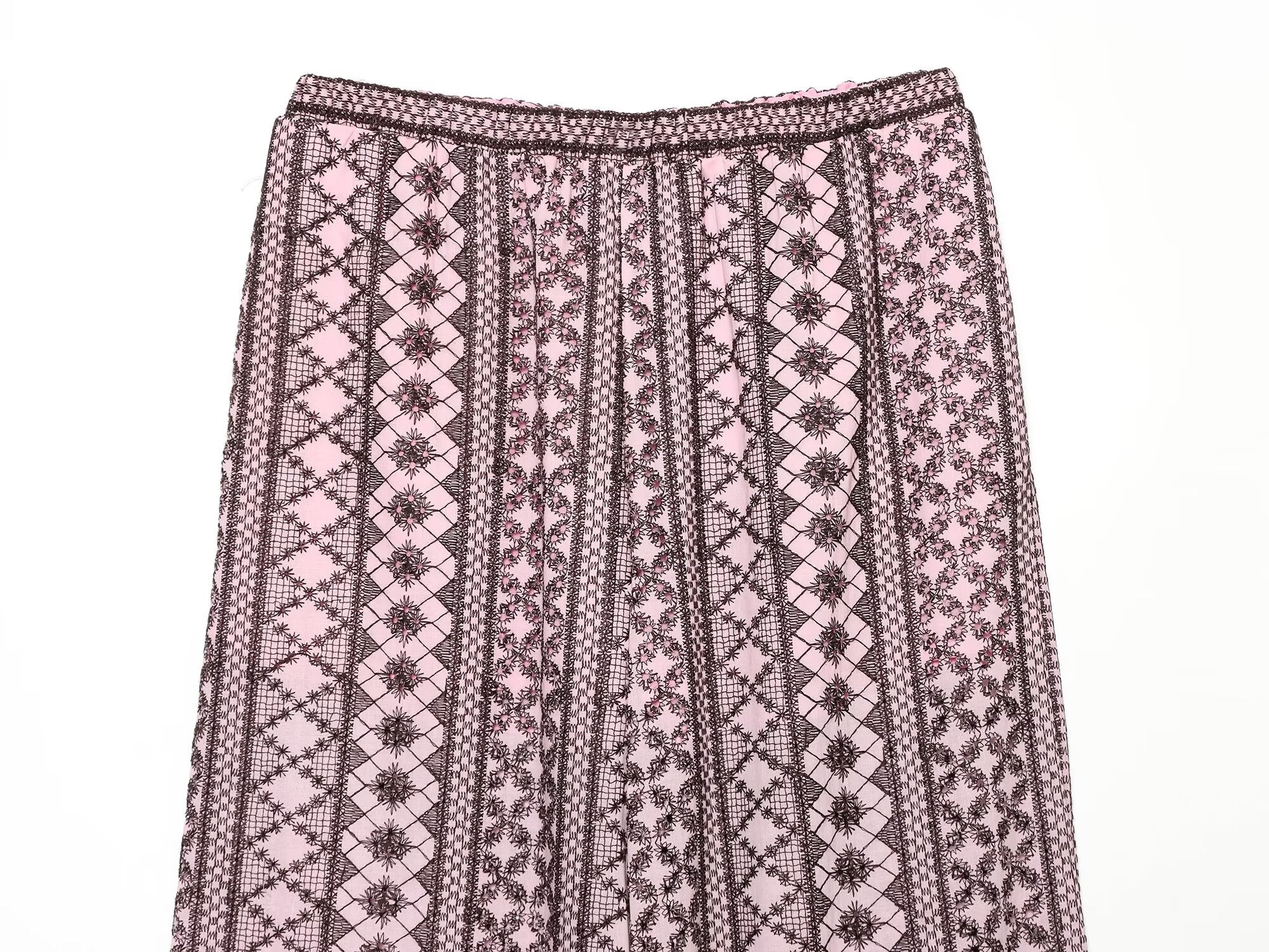suit Women's 2 pieces hollowed out embroidered wide leg pants+top