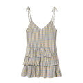 Women's layered decorative plaid suspender dress