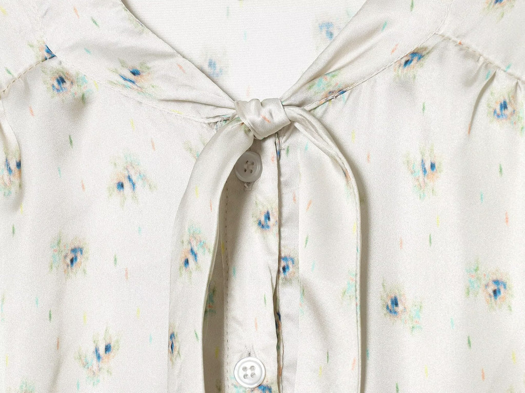 Women's bow decoration printed shirt