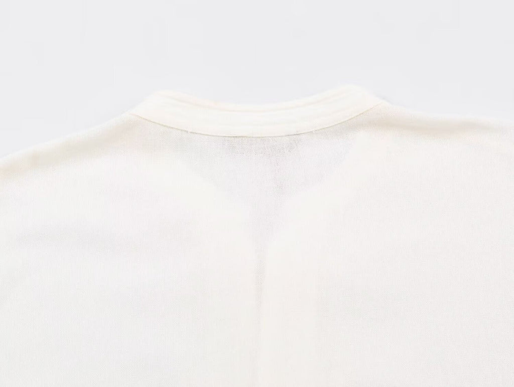Women's rope knot buckle loose linen blended shirt