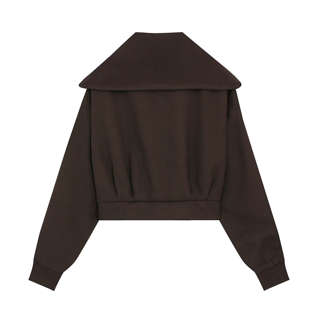 suit Women's 2 pieces ribbed collar short jacket Coat+Pants
