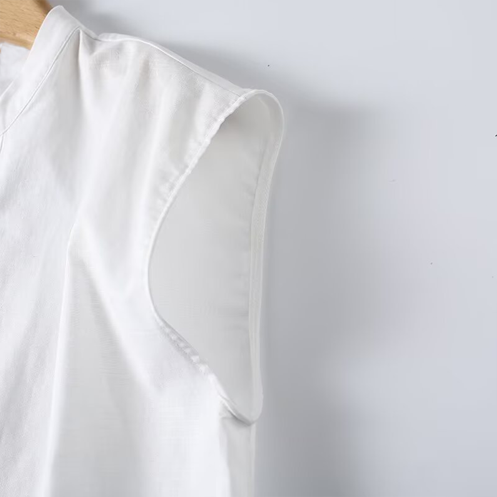 Women's casual linen blend sleeveless shirt