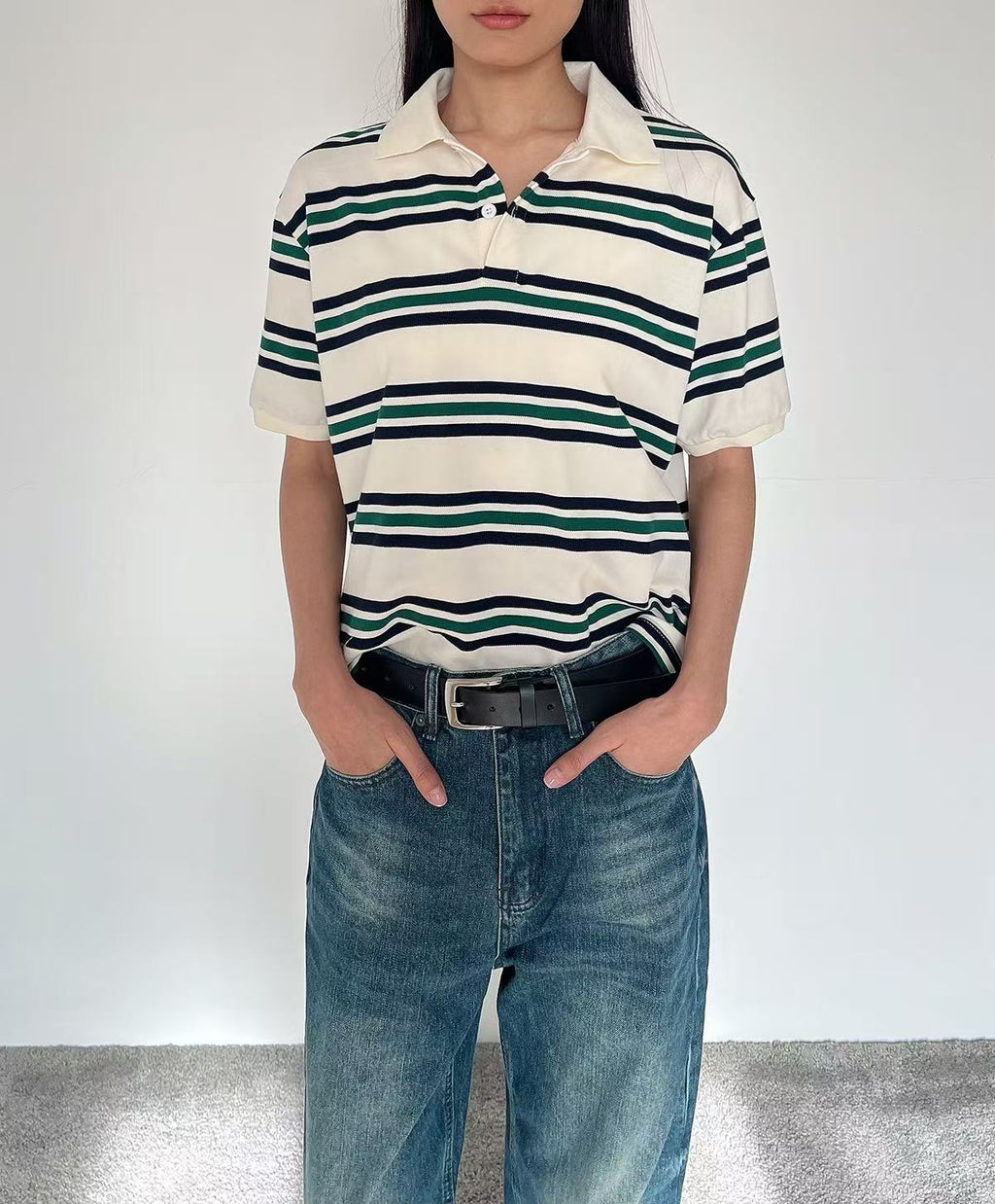 Women's 2025 New Fashion Cotton Striped Shirt Short Sleeves