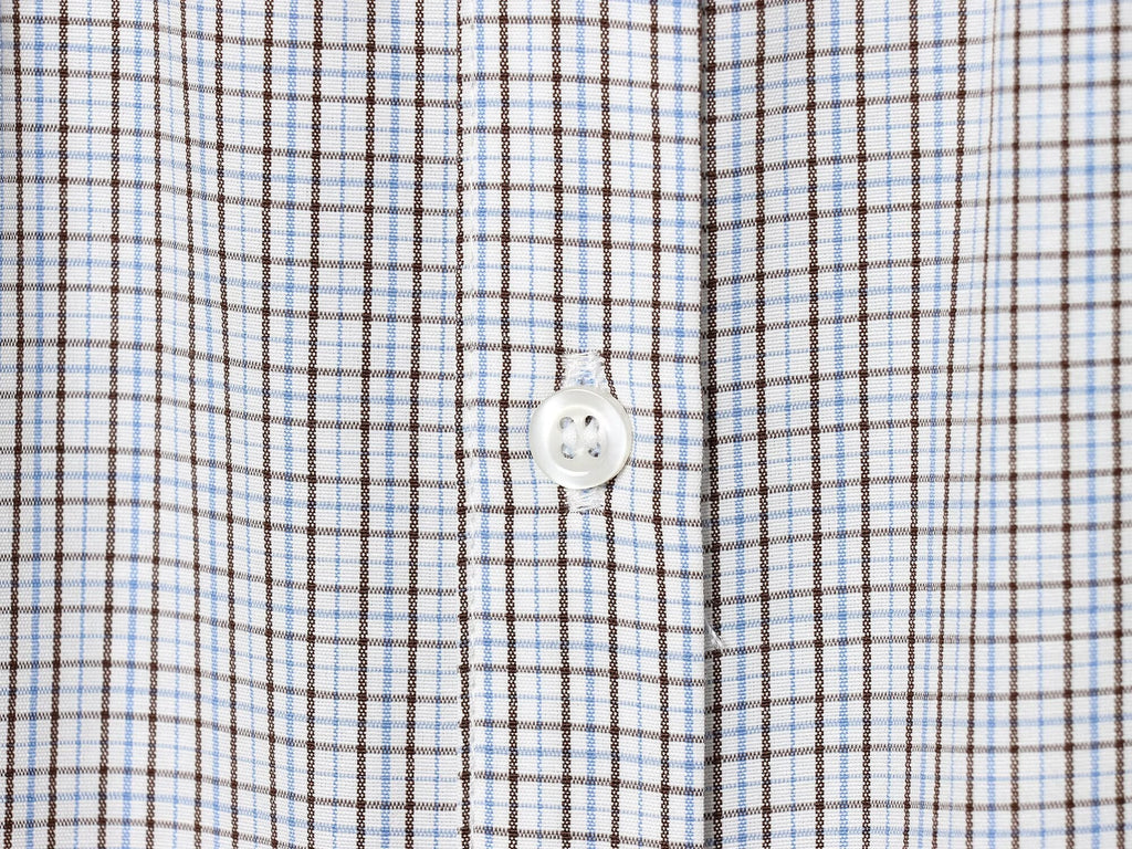 Women's short sleeved plaid elastic poplin shirt
