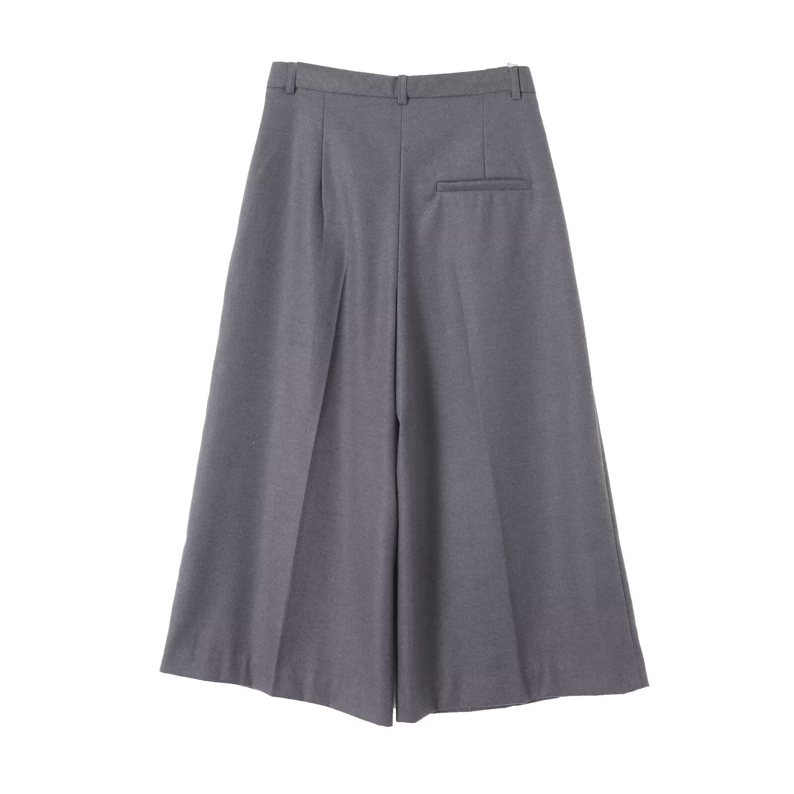 Women's loose pleated flannel wide leg cropped pants