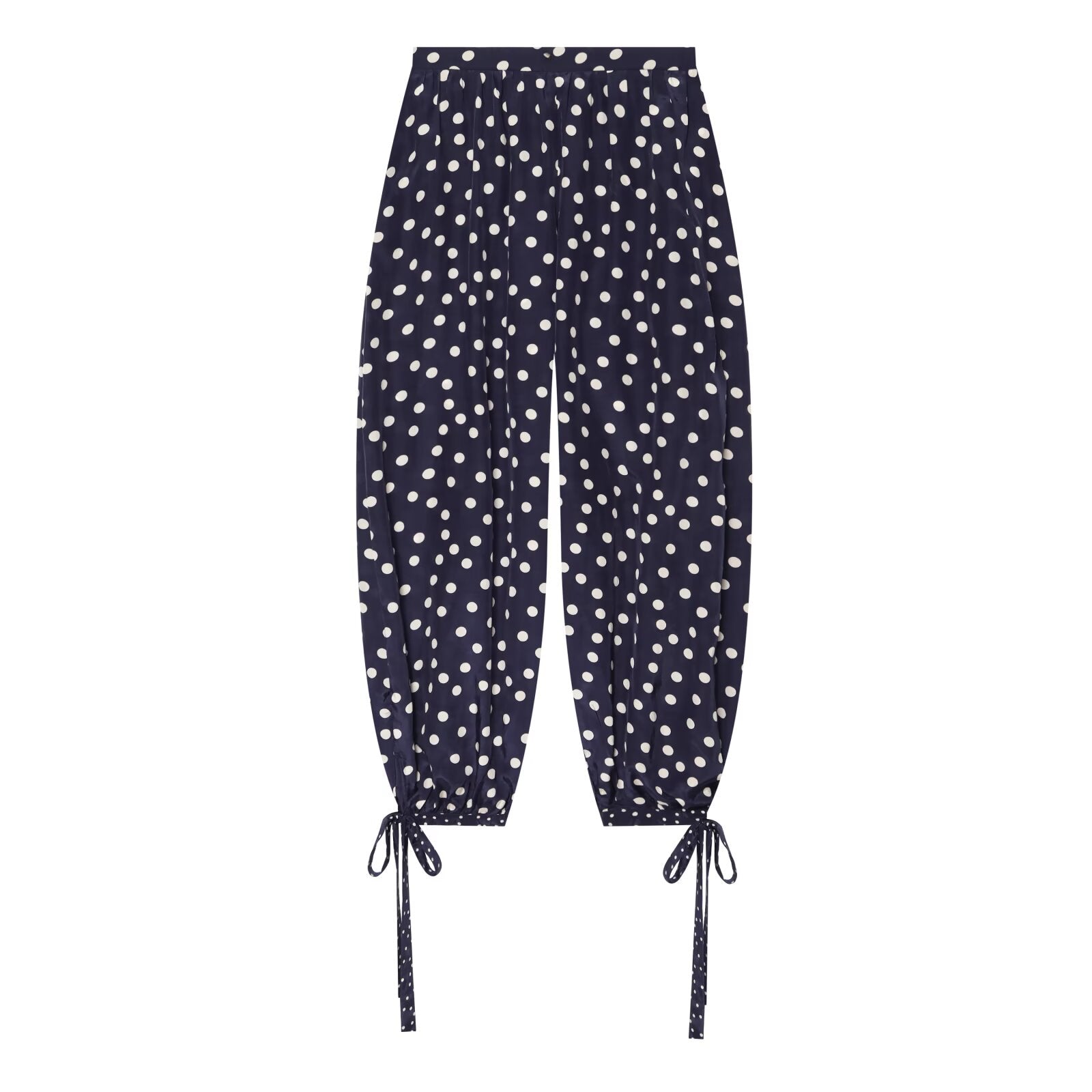 Women's bow decoration polka dot lantern pants