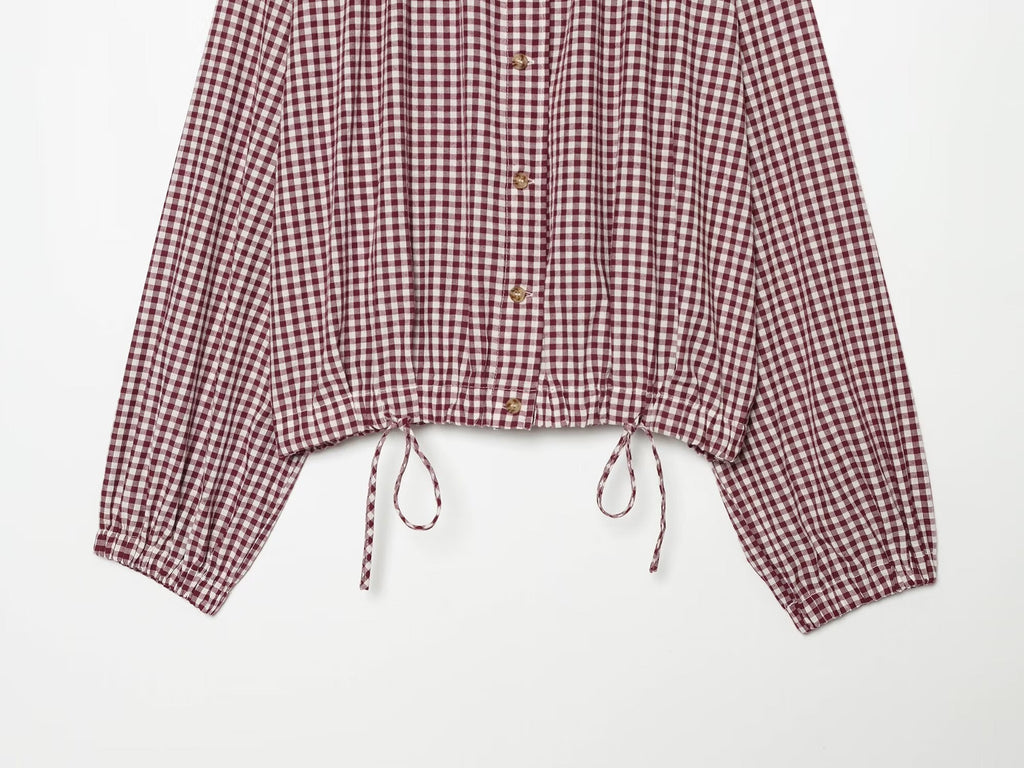 Women's with drawstring casual plaid Coat