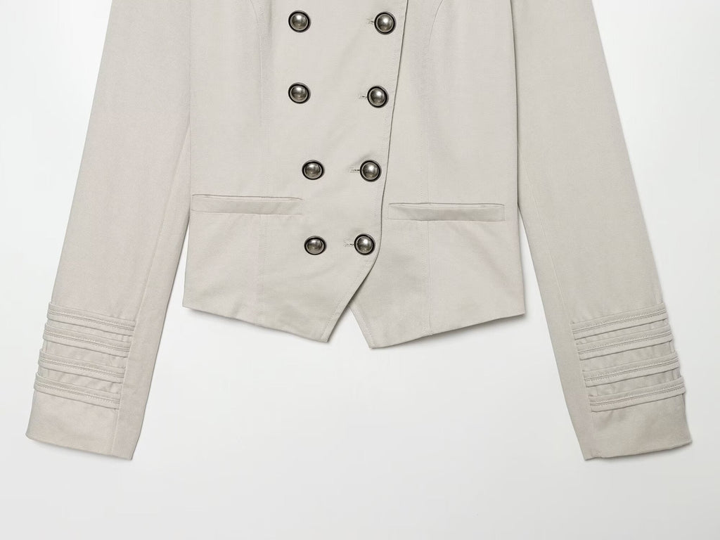 Women's slim stand collar double breasted jacket