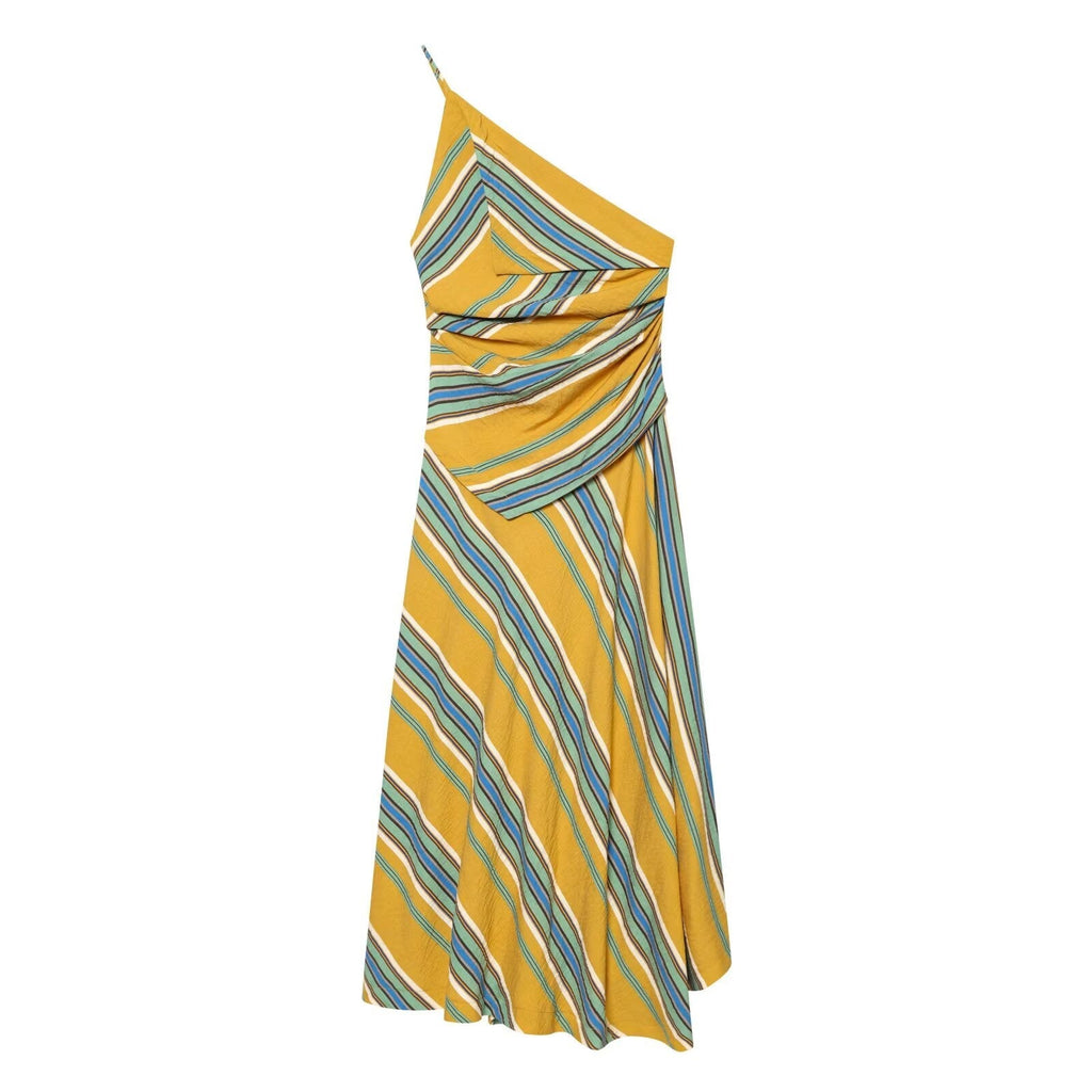 Women's asymmetrical striped MIDI dress