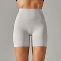 Women's new solid color yoga shorts double sanding tight high waist elastic exercise fitness three-point yoga pants.