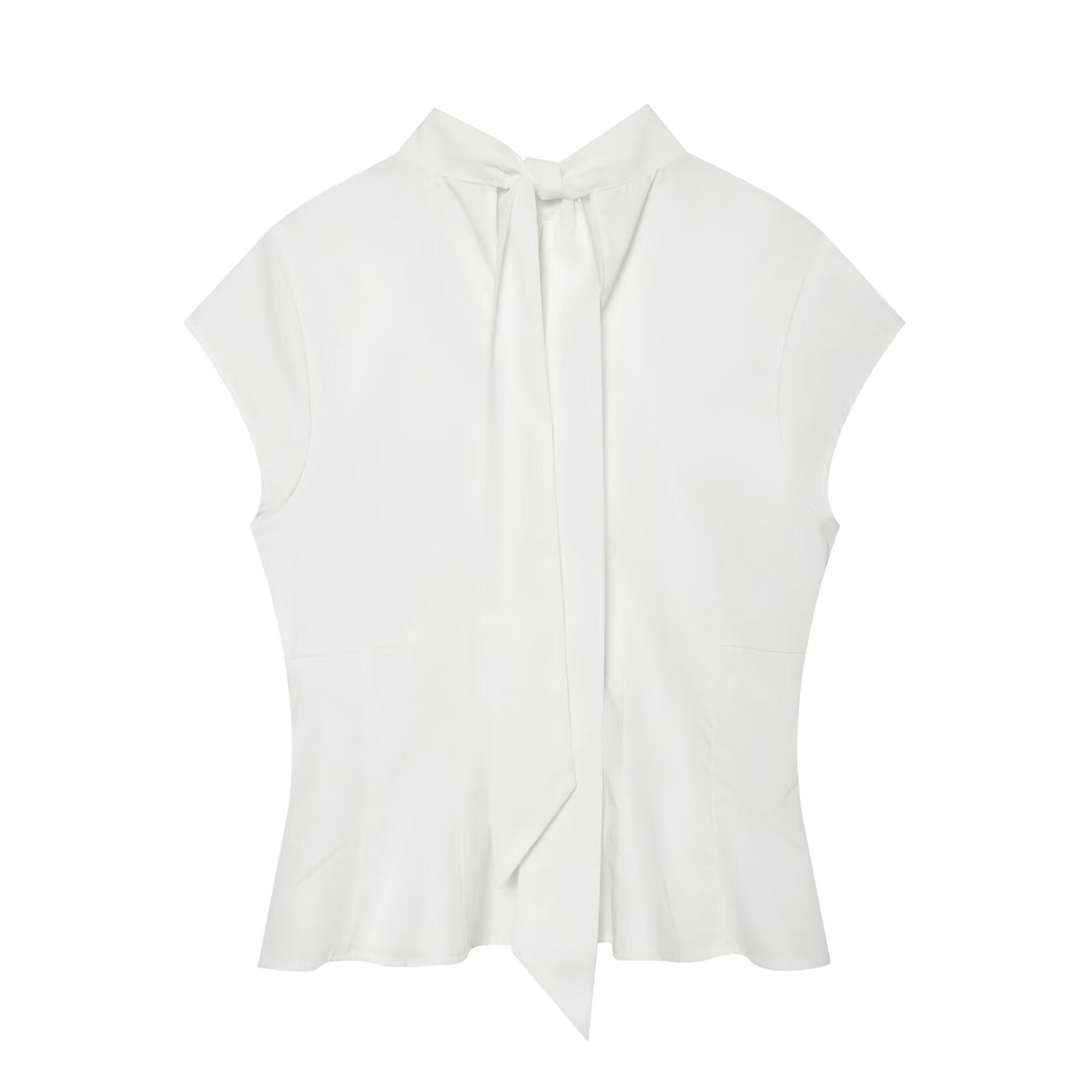 Women's bow decorated Split poplin top
