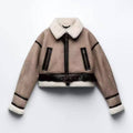 Women's new autumn and winter fur zipper short coat