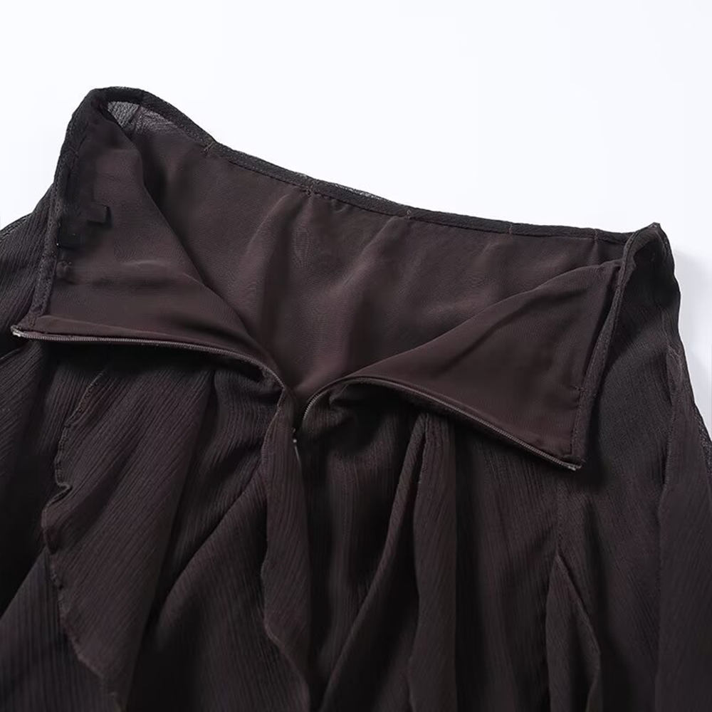 Women's ruffle edge decoration asymmetrical skirt