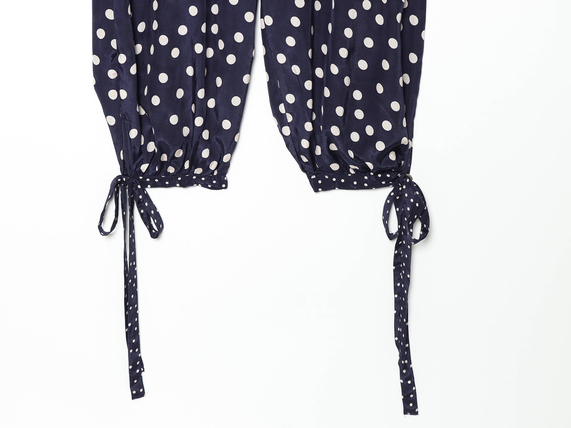 Women's bow decoration polka dot lantern pants