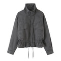 Women's Plaid Stand Collar Cotton Jacket Coat
