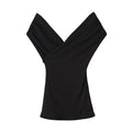 Women's new fashion slim one shoulder V-neck T-shirt top