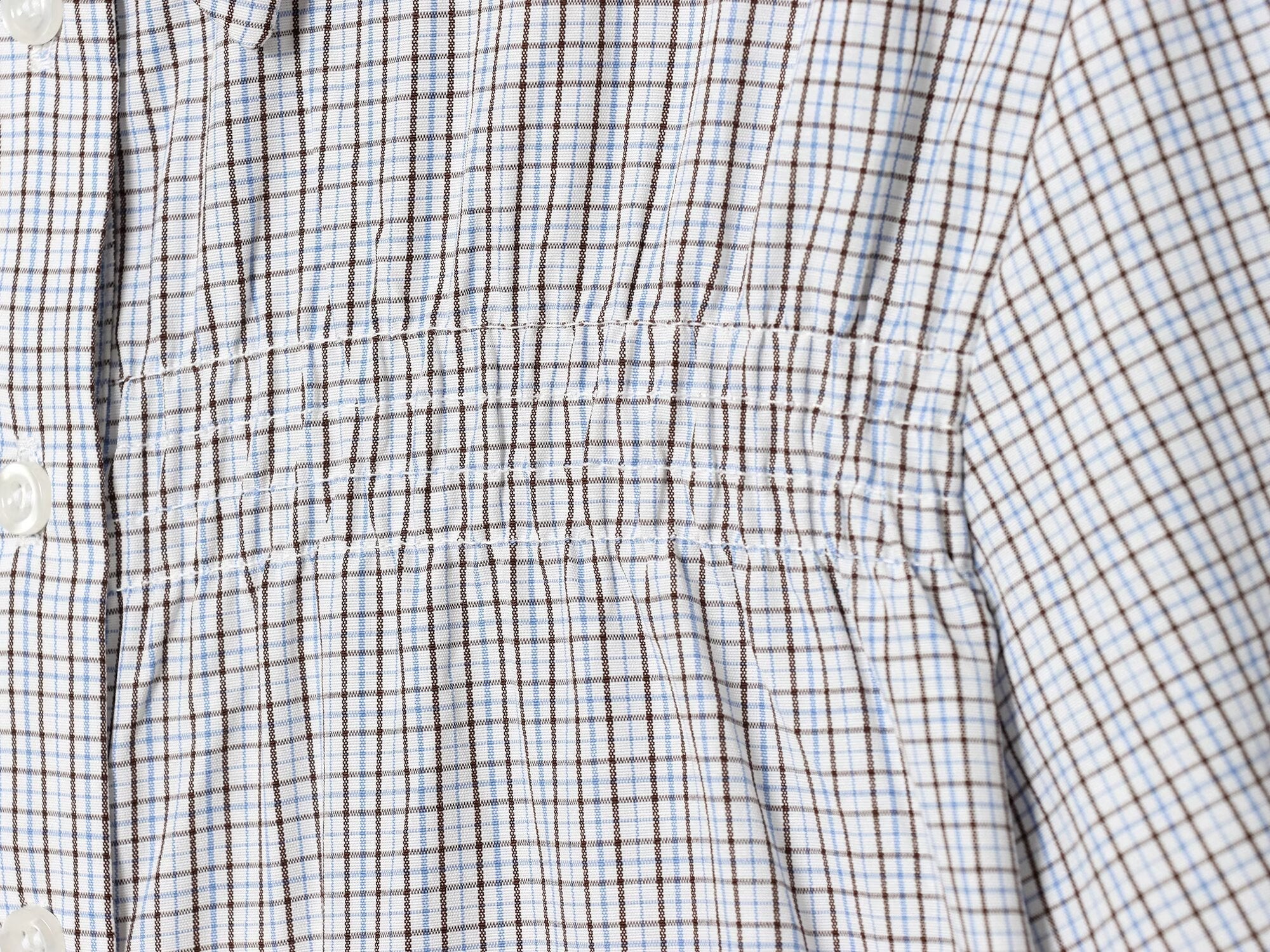 Women's short sleeved plaid elastic poplin shirt