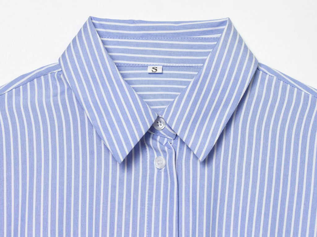 Women's knot decoration striped shirt style dress