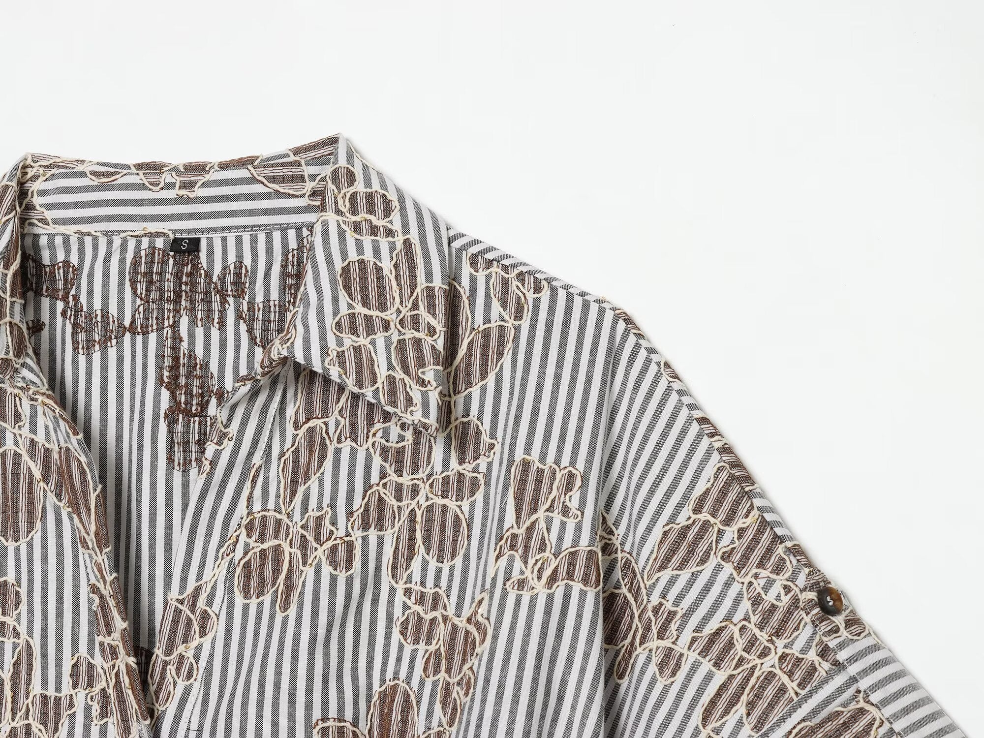 Women's beaded embroidered short shirt