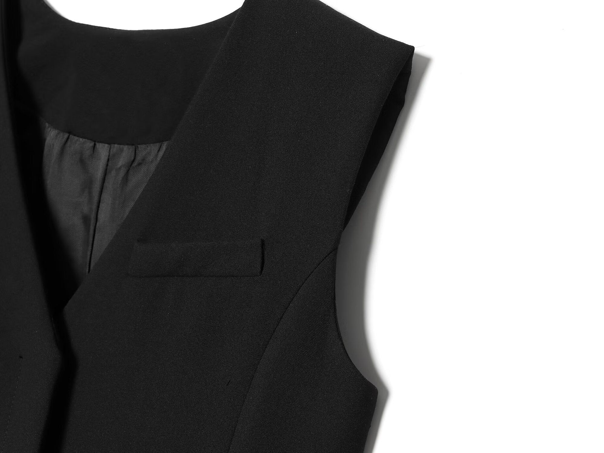 suit Women's 2 pieces black slim V-neck vest+Pants