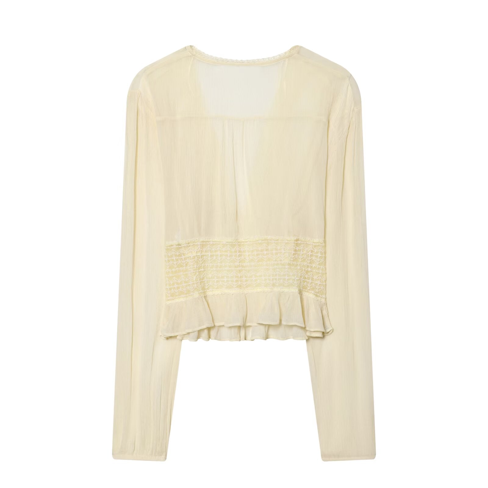 Women's slim V-neck lace chiffon shirt