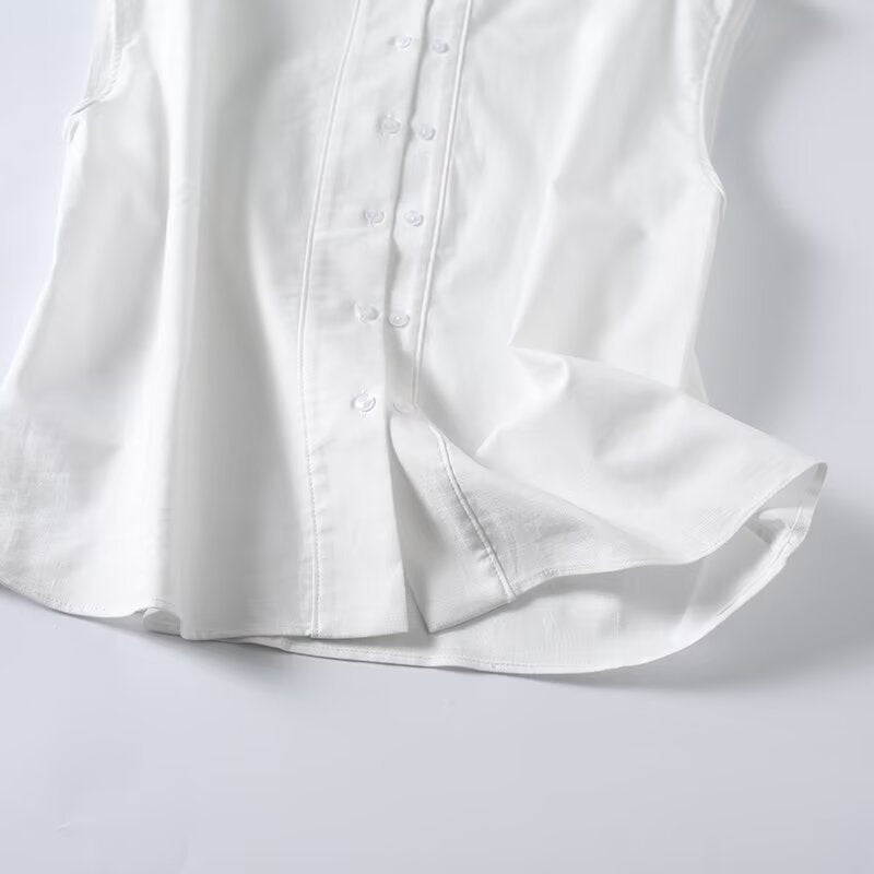 Women's casual linen blend sleeveless shirt