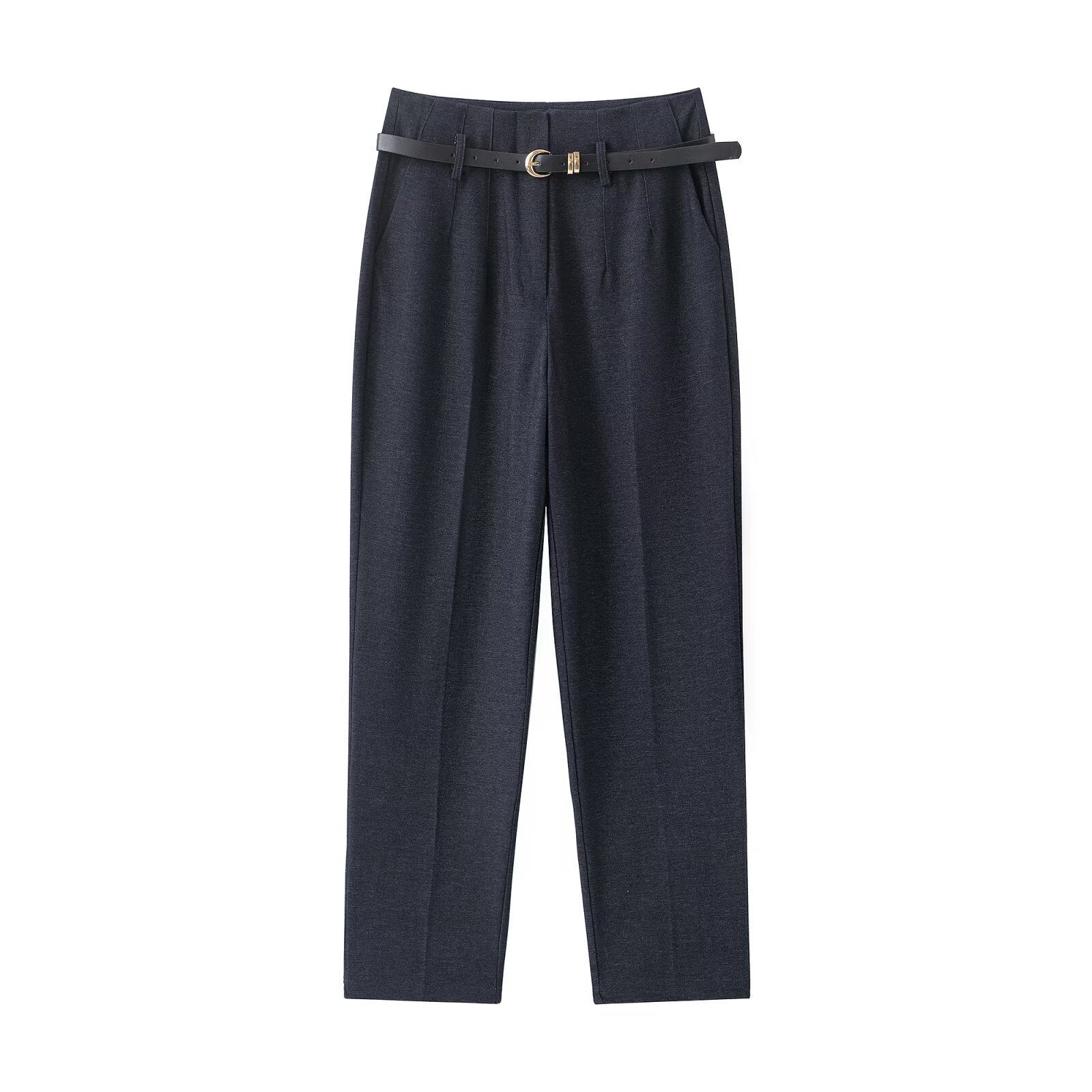 Women's With Belt casual straight high waisted pants