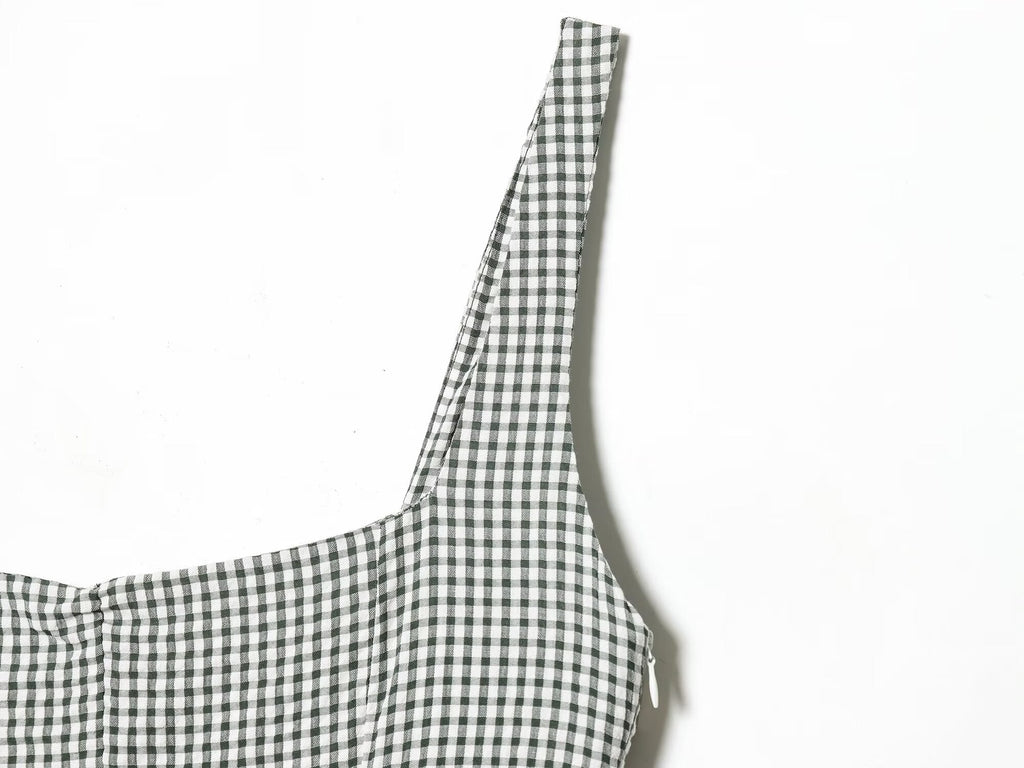 Women's sleeveless plaid MIDI dress