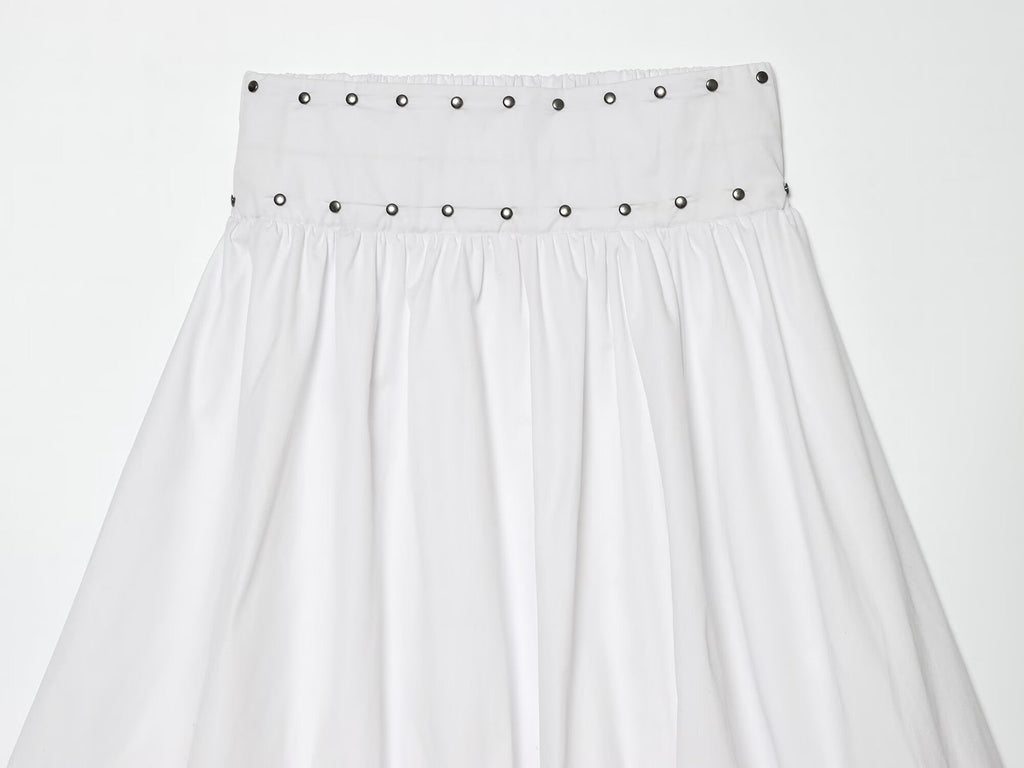 Women's rivet decorated balloon version MIDI skirt