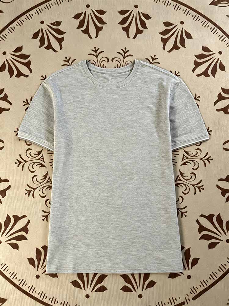 2026 new cotton contrast mesh round neck short sleeve T-shirt