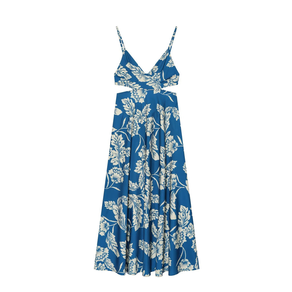 Women's printed split Midi dress