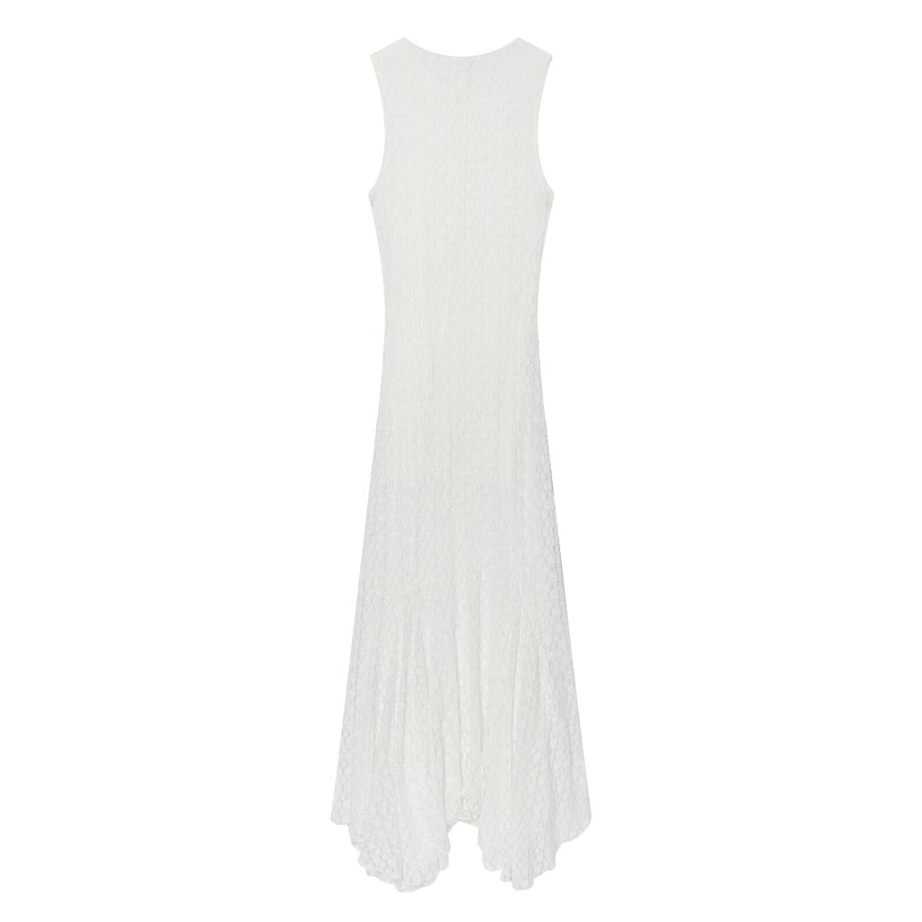 Women's lace decoration sleeveless MIDI dress