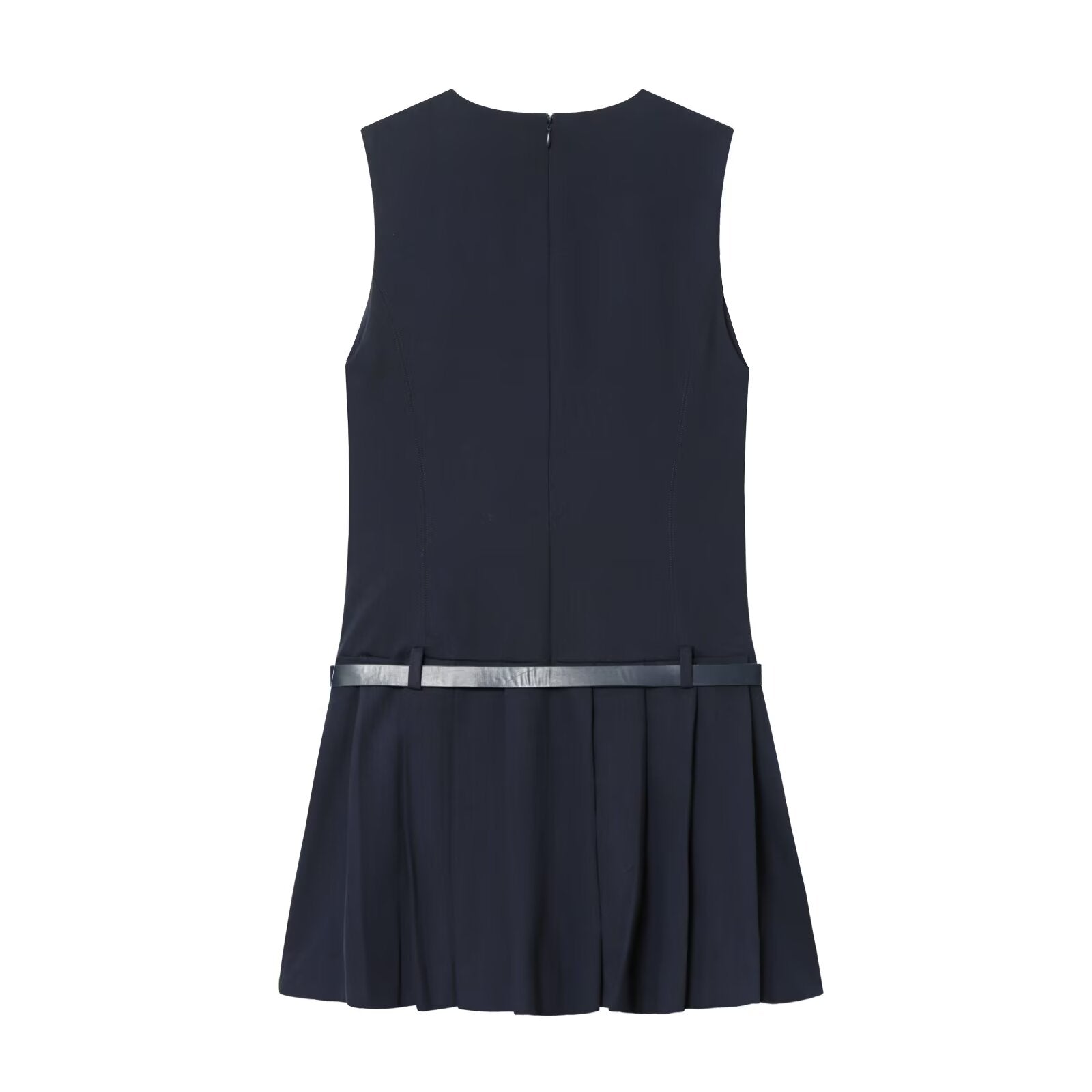 Women's with Belt low waist pleated Blazer dress