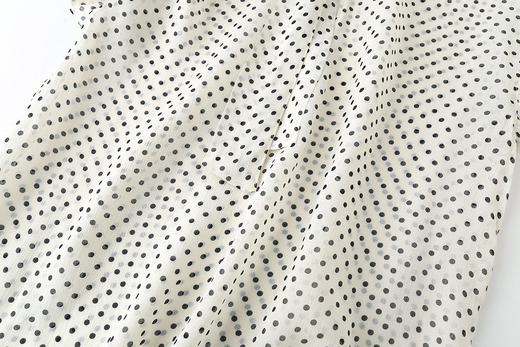 Women's bow decoration polka dot shirt