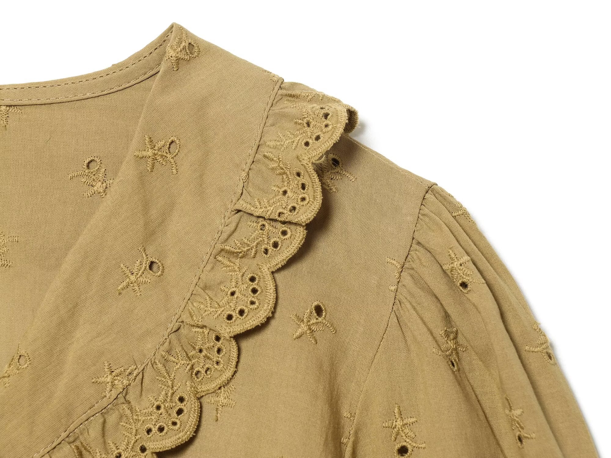 Women's short embroidered lapel shirt