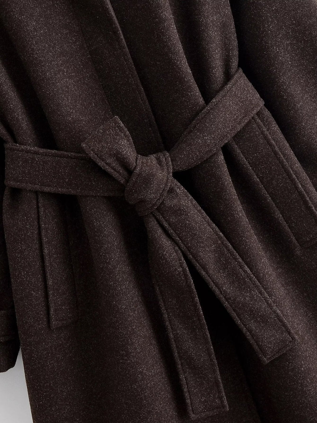 Women's with Belt loose warm Lapel woolen coat