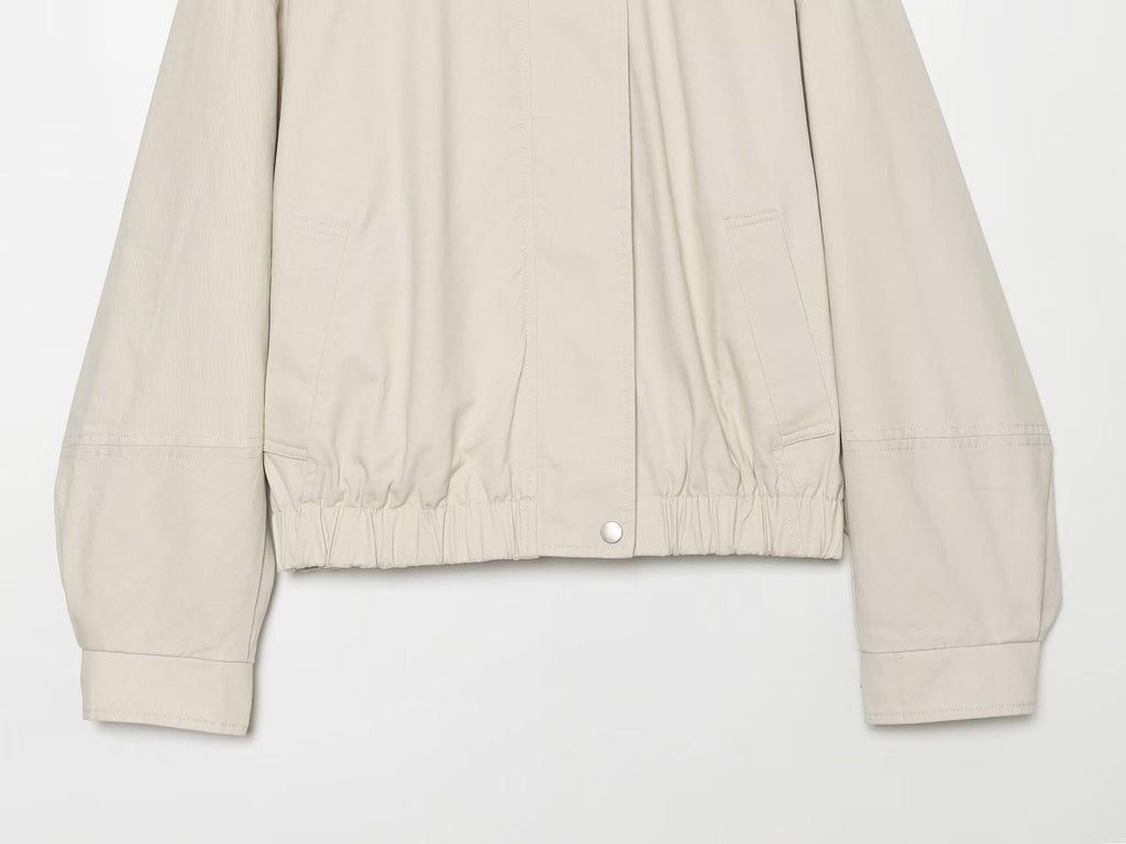 Women's standing collar elastic waisted cotton Coat