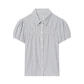 Women's short sleeved plaid elastic poplin shirt