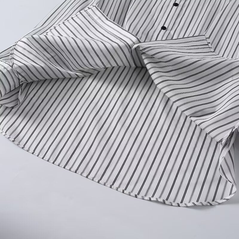 Women's 2026 loose stand collar striped shirt