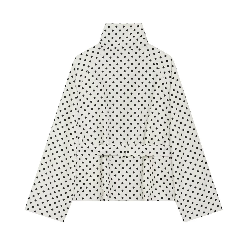 Women's With Belt stand collar polka dot trench coat