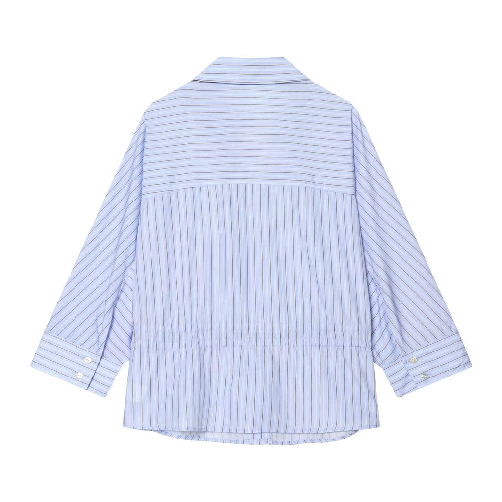 Women's bow decoration casual striped shirt