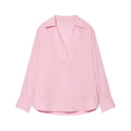 Women's loose Lapel linen blend shirt