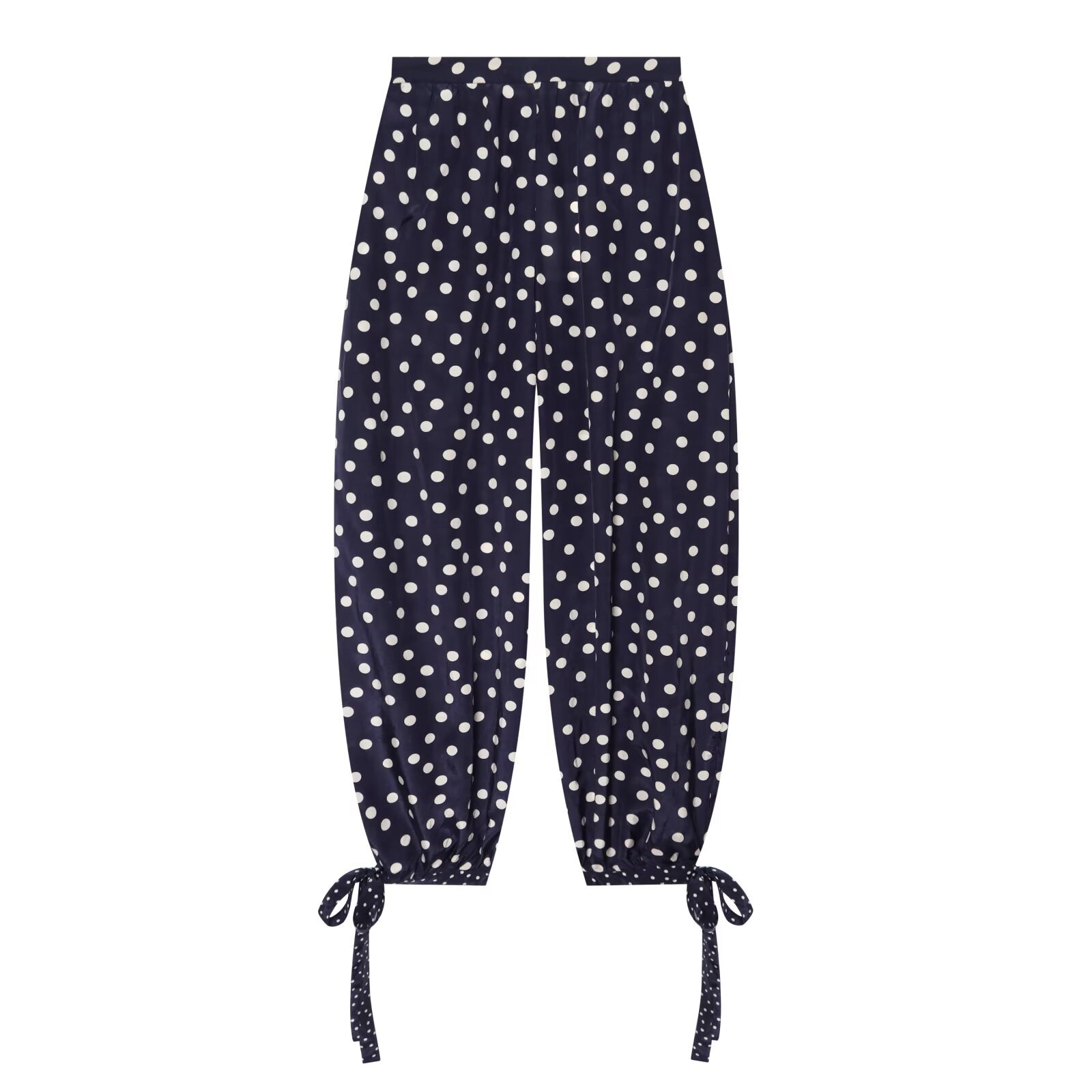 Women's bow decoration polka dot lantern pants
