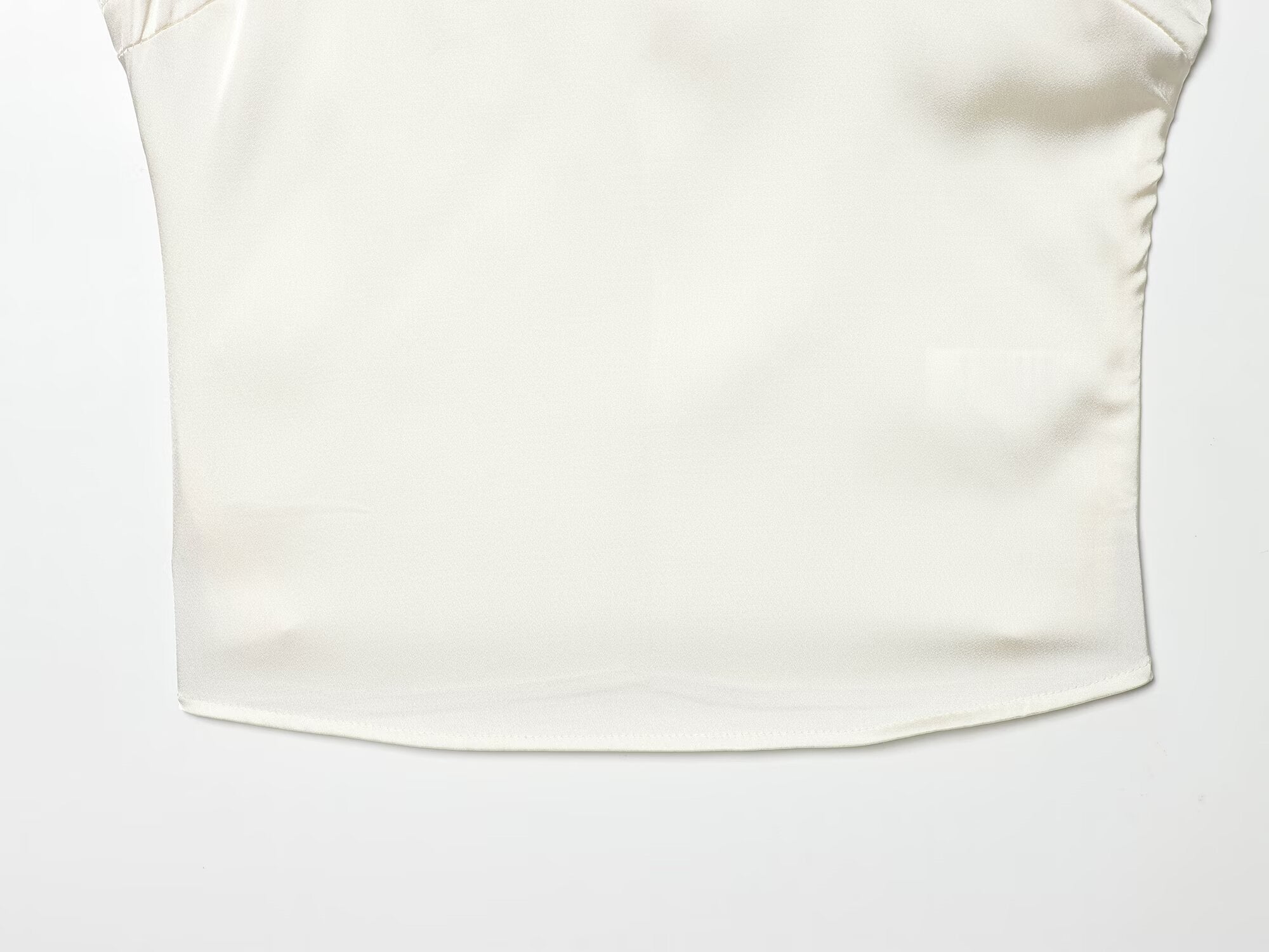Women's satin textured short button top