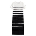 Women's round neck knitted striped dress