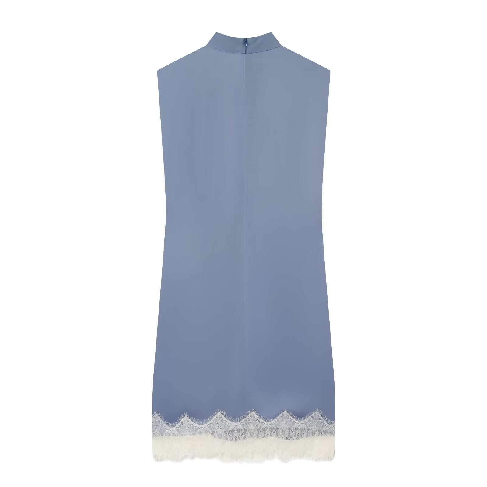 Women's lace hem satin textured dress