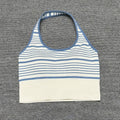 2026 women's new neck sports bra contrast striped vest