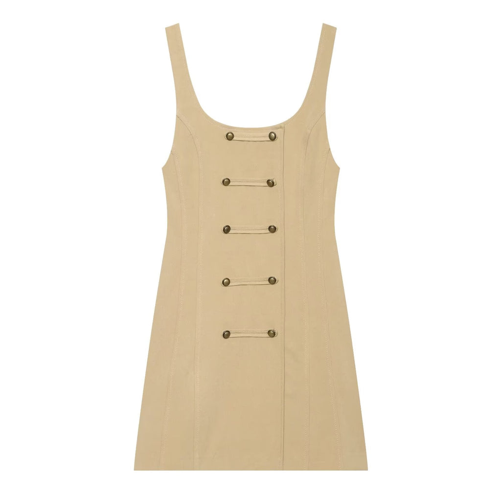 Women's buckle decoration mini dress