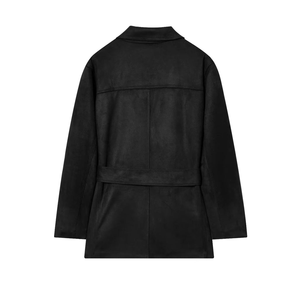 Women's new fashion with Belt loose Anti suede effect jacket Coat